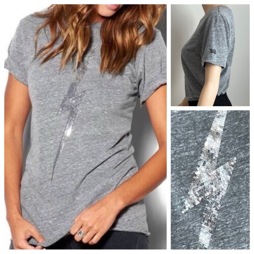 Urban Decay Sequin Lightening Bolt Tee, Size Small